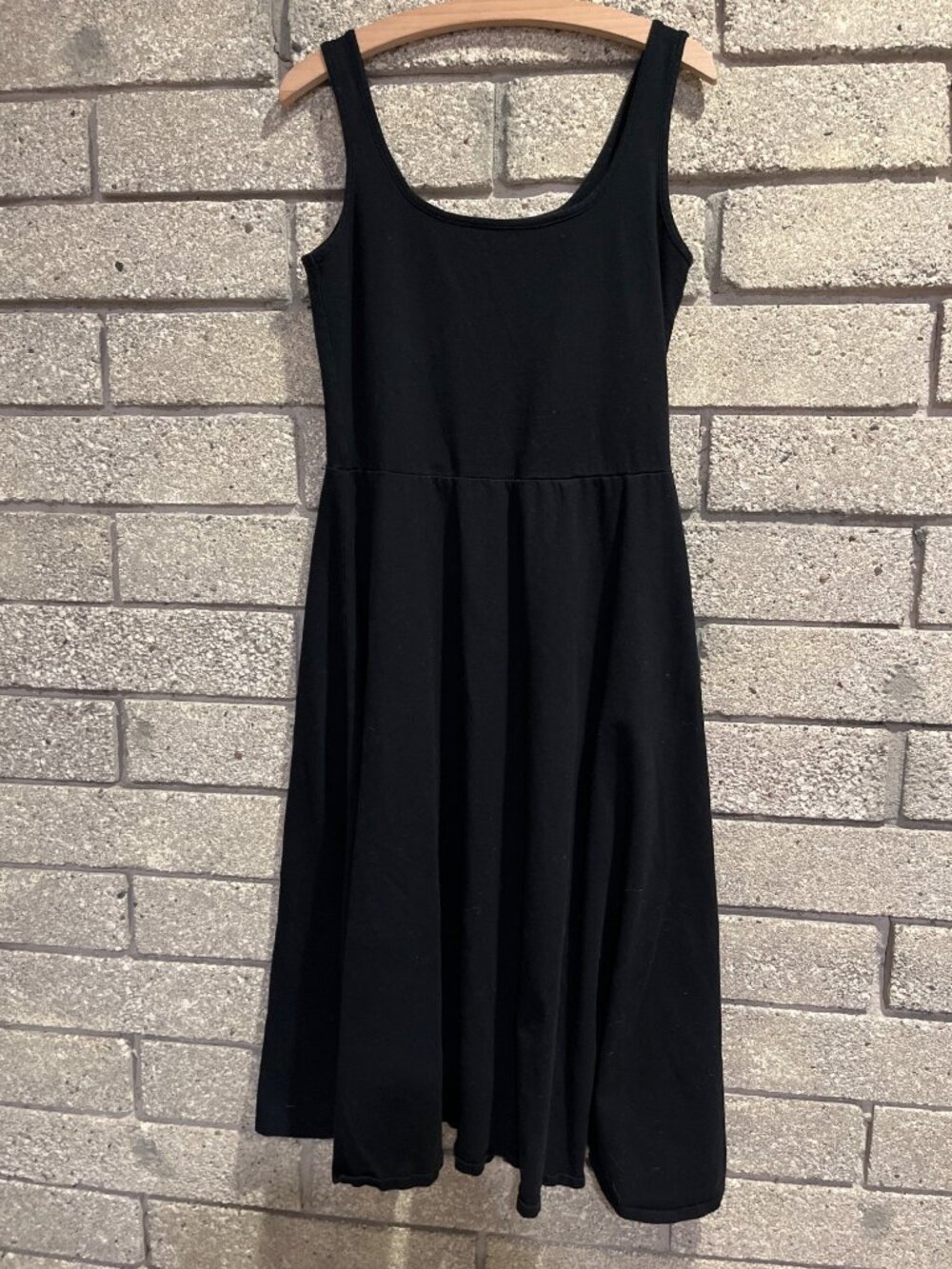 Michael Stars Black Sleeveless Midi Dress Cotton Blend Scoop Neck M